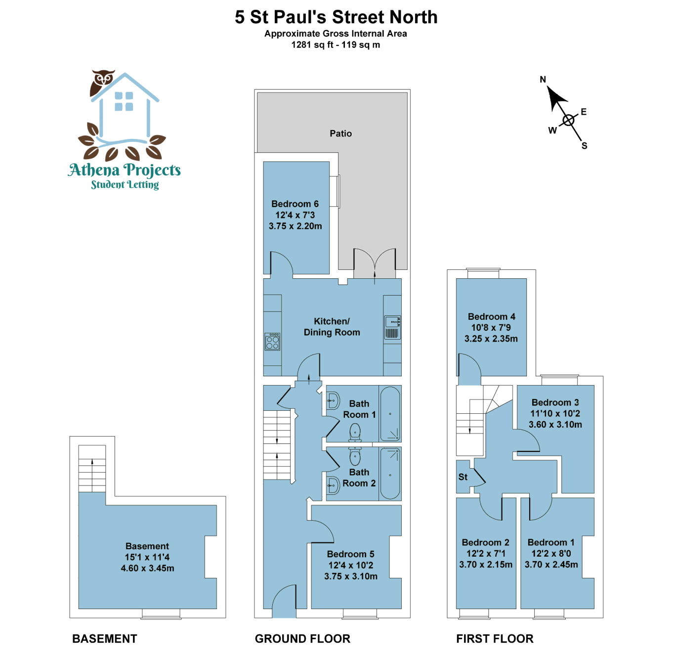 Floor plan of 5 St Pauls Street North.